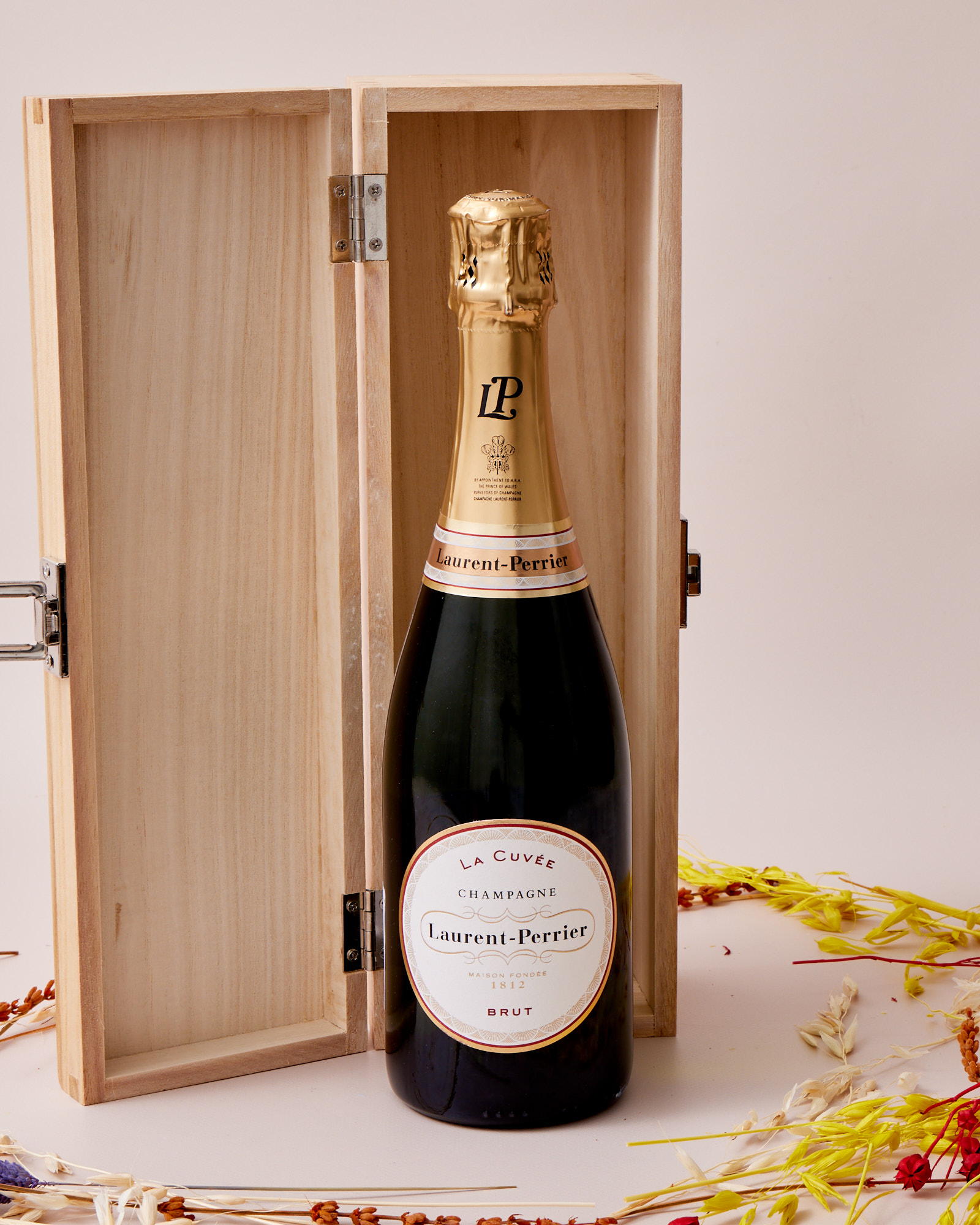 Engraved Wooden Box With Laurent-Perrier Champagne - Thank You